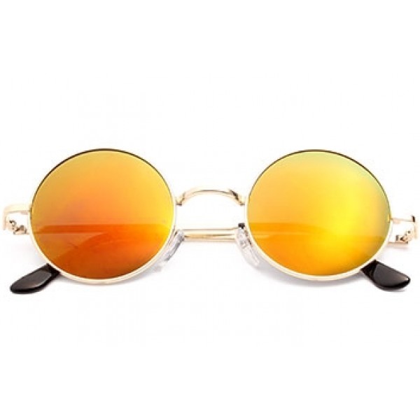 Yellow Round Circle Mirror Polarized Lens Vintage Sunglasses